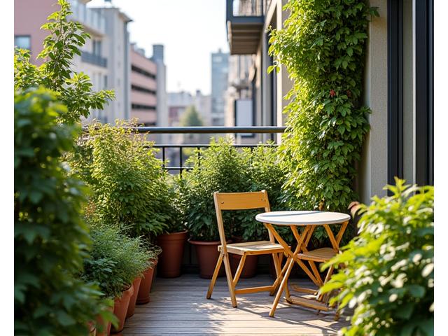 좁은 발코니 공간에 효율적으로 조성된 미니 정원