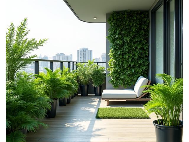 깔끔하게 디자인된 베란다 정원의 모습