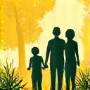 정원에서 즐거운 시간을 보내는 가족