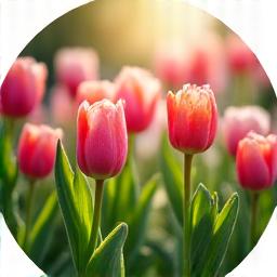 봄에 꽃이 만개한 정원의 화사한 모습