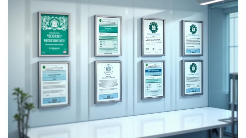 다양한 보안 인증서와 규정 준수를 보여주는 이미지
