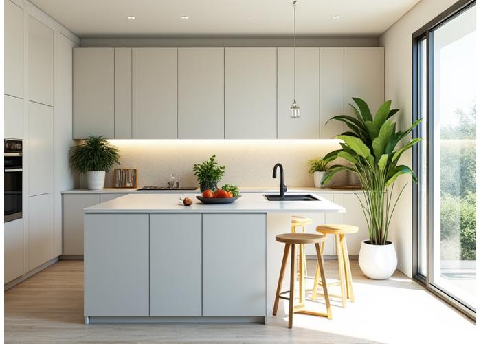 기능성과 디자인이 조화된 깔끔한 주방 인테리어