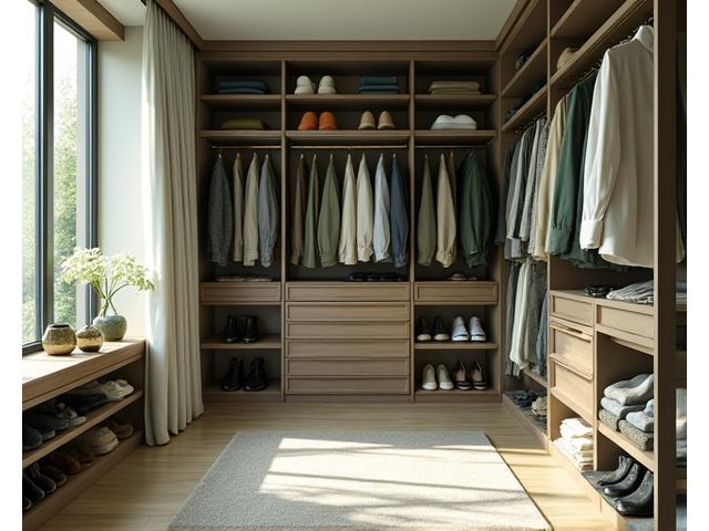 정돈된 옷장과 드레스룸