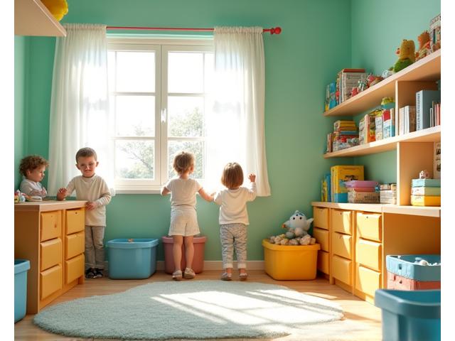 아이들의 장난감과 책이 잘 정리된 아이방