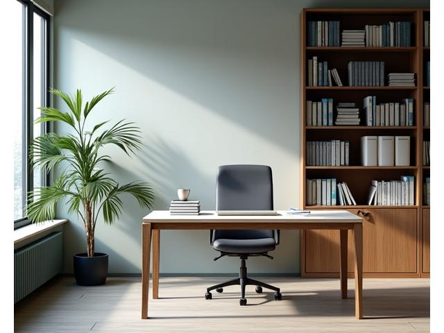 잘 정리된 서재와 작업 공간