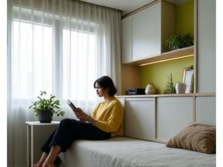 깔끔한 원룸에서 편안하게 쉬는 1인 가구