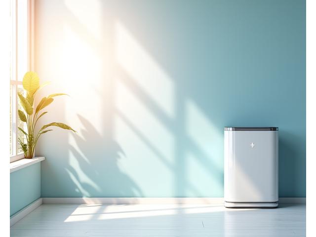 현대적인 공기청정기가 작동하는 깨끗한 실내 공간