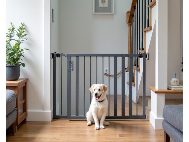 반려동물 안전 게이트가 설치된 계단 입구