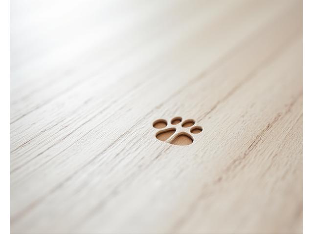 튼튼한 강화 마루 바닥의 클로즈업, 반려동물 발자국에도 강함