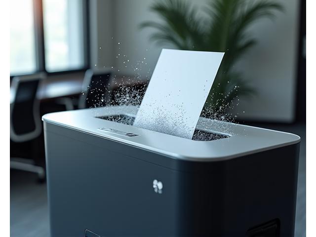 데이터 파쇄기로 종이 문서를 파기하는 모습