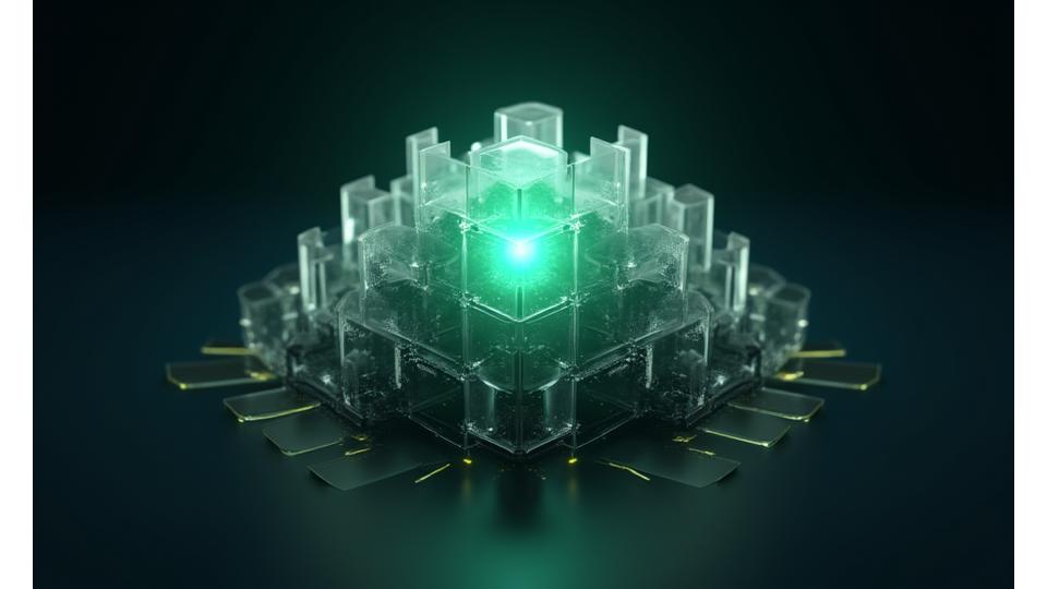 보안 계층을 상징하는 추상적인 디지털 방패 이미지