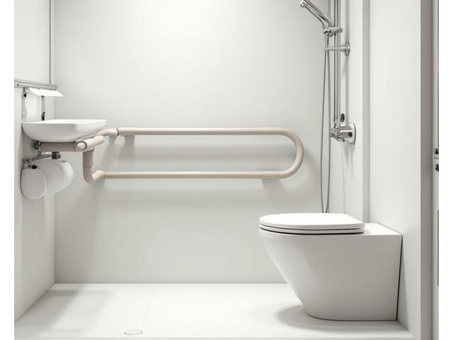 고령자를 위한 안전 손잡이가 설치된 깨끗한 화장실