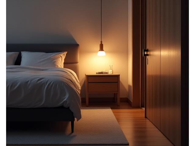 응급 호출 버튼과 간접 조명이 있는 편안한 침실