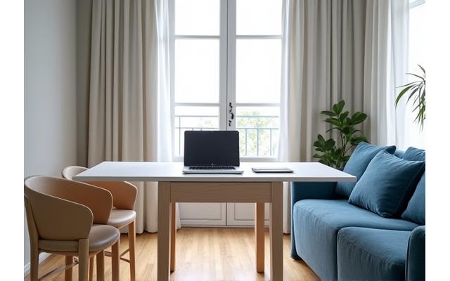 확장형 테이블: 식탁에서 작업대로 변신하는 접이식 메커니즘을 가진 테이블