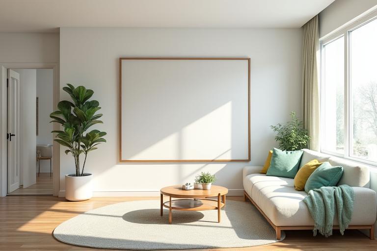 거울 배치로 공간감 확장: 현대적인 인테리어에 배치된 대형 거울이 공간을 넓어 보이게 하는 모습